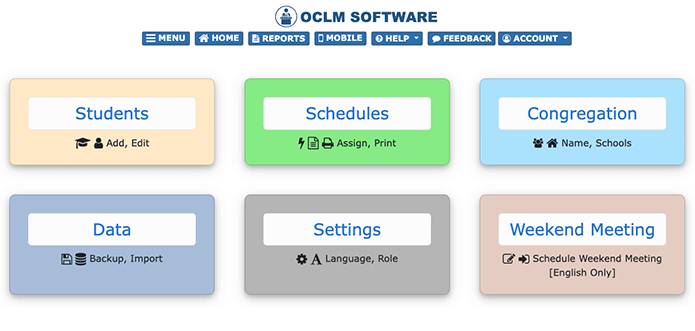 OCLM MidWeek Meeting Weekend Public Talk Scheduler for Jehovah's Witnesses